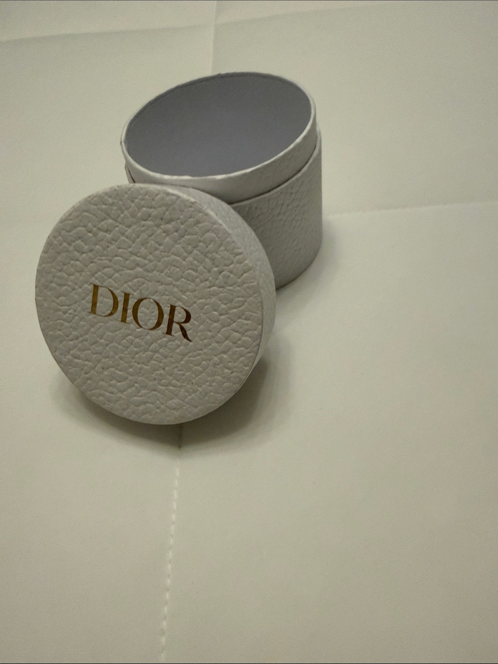 Dior Small Round Jewelry Case in White with Gold Logo